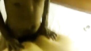 A fat woman laid on two guys, her big ass getting pounded hard