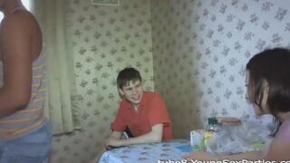 Foursome sex of two couples, a great Swinger Party at Home