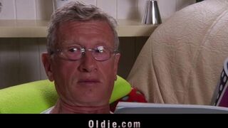 Older guys are not a taboo for an excited blonde