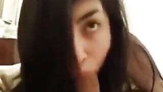 The girl has learned to suck cock and she does it very skillfully