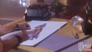 A stunning woman shows her gorgeous tits in a captivating scene