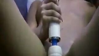 One guy caresses herself, the second leads the process of caress