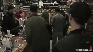 A hot girl is being roughly fucked right in the shop