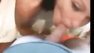 The guy finished on the face of a cute brunette after sex