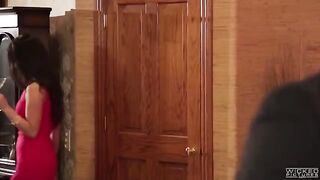 Two sisters are giving a blowjob to their friend in the bathroom