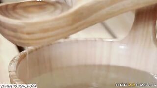 A mature woman accepted the man's offer and they got intimate in the sauna