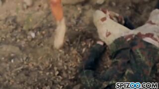 Man fucked in an abandoned warehouse by two hot blondies