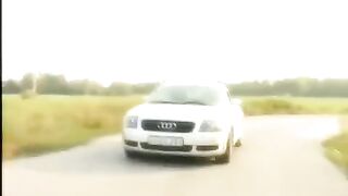 A girl with a shaved pussy was given on the bonnet