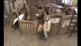 Village girl has sex with a guy in the Russian village