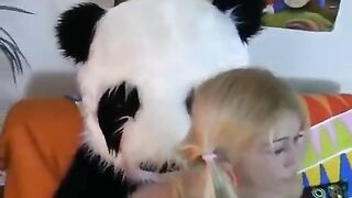 Girl fucked by a man in a panda suit