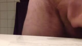 Hot sperm on the table while working with fingers