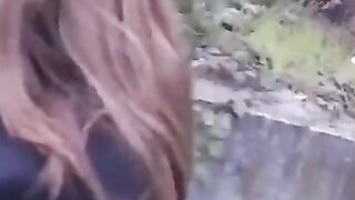The girl is not embarrassed to do blowjob in public places