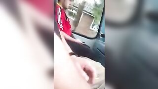 A guy jerks his cock on the bus with a beautiful girl