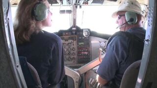 Blonde stewardess with huge boobs gets fucked hard