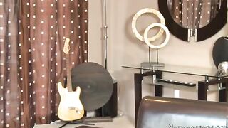The girl caresses a cock in the shower stream