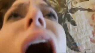 A man masturbates at home with the help of a glory hole