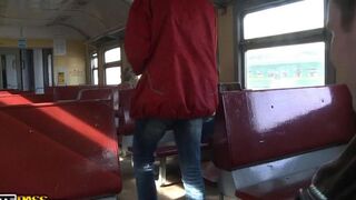A threesome turned into a gangbang on the train, captured in stunning HD