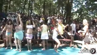 A young girl is having fun in the forest