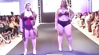 Fatty bitches in swimsuits are running on the boardwalk to attract customers