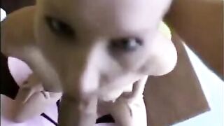 Girl made a deep blowjob, showcasing her skills in the art of sucking