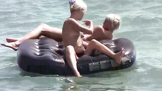 A girl is having fun naked on the mattress, it's very erotic!