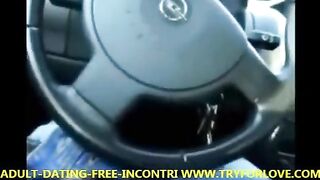 Blonde girl paid the taxi driver with her mouth in the car