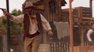 The cowboy punished a girl but licked her clitoris nicely