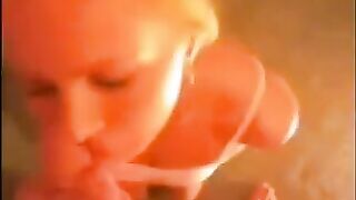 A blowjob at home with a cum shot in the face is always welcome
