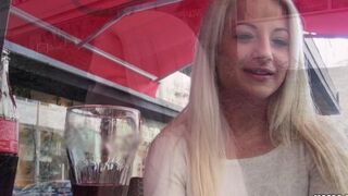 A sexy blonde girl with big natural tits in a private video