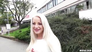 A sexy blonde girl with big natural tits in a private video