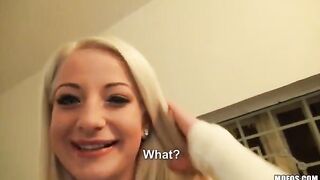 A sexy blonde girl with big natural tits in a private video