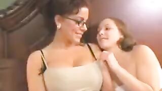 A mother introduces her young daughter to a new lesbian sex