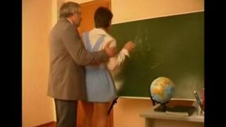 An old teacher seduced and fucked a student, using her power to control the young man