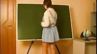 An old teacher seduced and fucked a student, using her power to control the young man