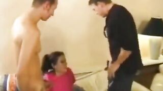 The depraved nanny has anal sex with her young client and his friend