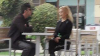 A blonde girl was picked up in the car and fucked on the back seat
