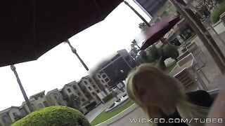 A blonde girl was picked up in the car and fucked on the back seat
