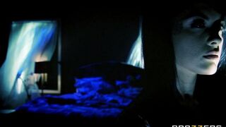 The brunette woman could not sleep and had sex