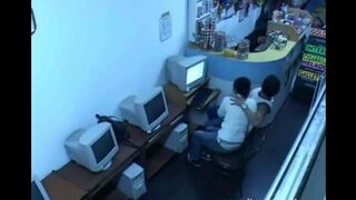 A guy almost fucked in the internet cafe by a pervert webcam