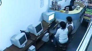A guy almost fucked in the internet cafe by a pervert webcam
