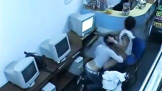 A guy almost fucked in the internet cafe by a pervert webcam