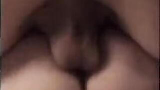 A pretty teen is getting fucked by a guy with huge cock
