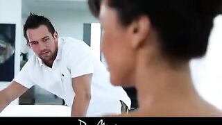 A hot girl got oiled up and had sex with a guy