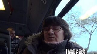 Babe fucked in her ass straight on the bus