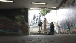 Tied up and fucked on the public street