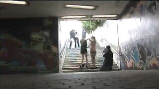 Tied up and fucked on the public street