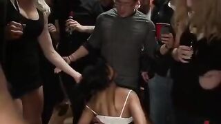 A mature woman loves to feel several young cocks