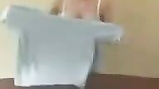 A chick with big milk is doing a master class for everyone