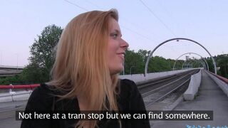 A blond girl is having fun in the bushes of Karachi with someone