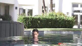 Sex in the swimming pool with a young and sexy girl